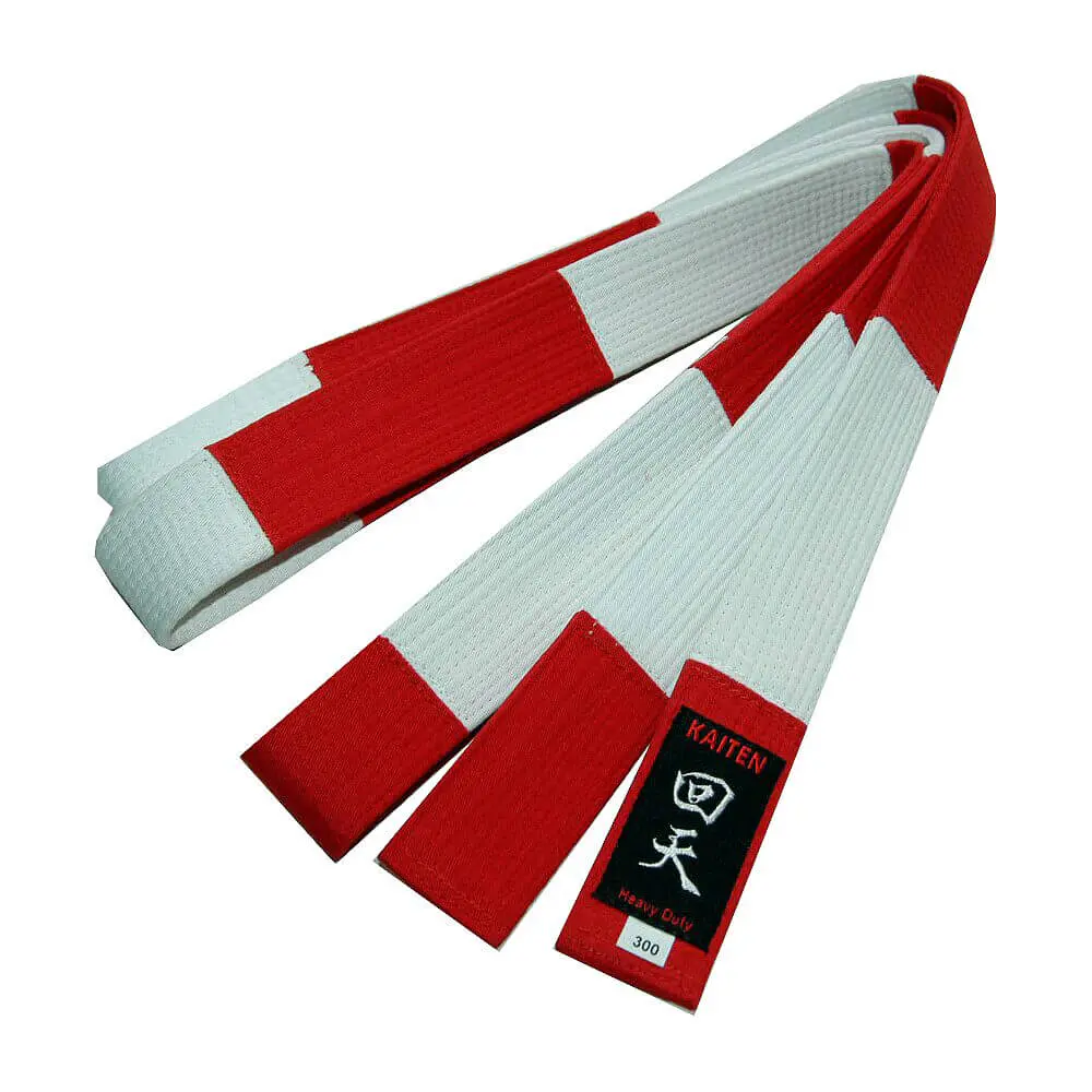 Ceinture de Karate rouge et blanche Kaiten 3 Ceinture de Karate rouge et blanche Kaiten