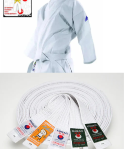Kimono karate Evolutif K200E WKF Adidas et Ceinture blanche de Karate KAMIKAZE Coton piqué