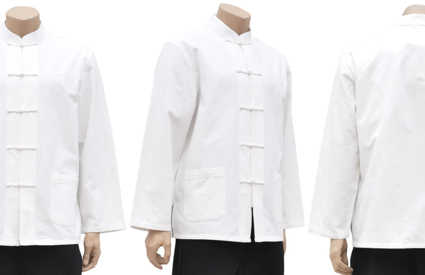 Haut Traditionnelle «Tangzhuang» Manches Longues blanc