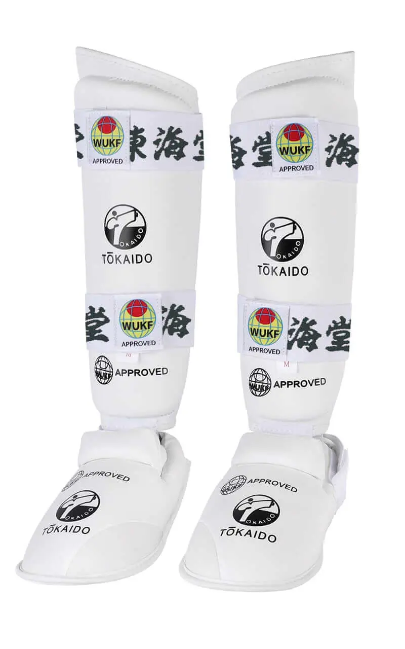 Protèges tibias et pieds karaté TOKAIDO - WUKF-blanc