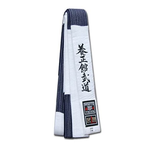 Ceinture Bleu et blanc Yoseikan Budo NORIS Master coton 100% avec broderie