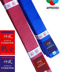 Ceinture compétition Karate KUMITE-FIGHTER KAMIKAZE Satin Rouge ou Bleue-wkf-approved