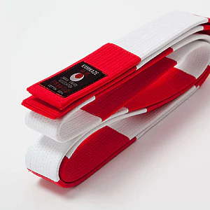 ceinture de karate rouge et blanche kamikaze coton