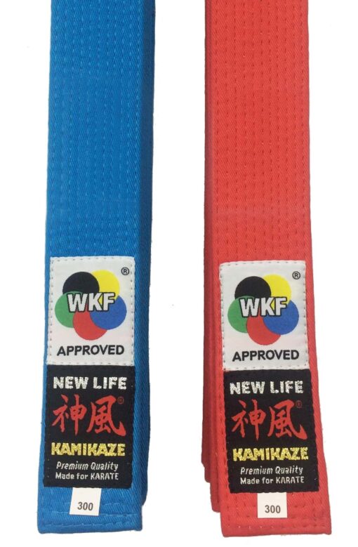ceinture-karate-competition-kaimikaze-extra-large-new-life-premium-wkf-rouge-ou-bleu