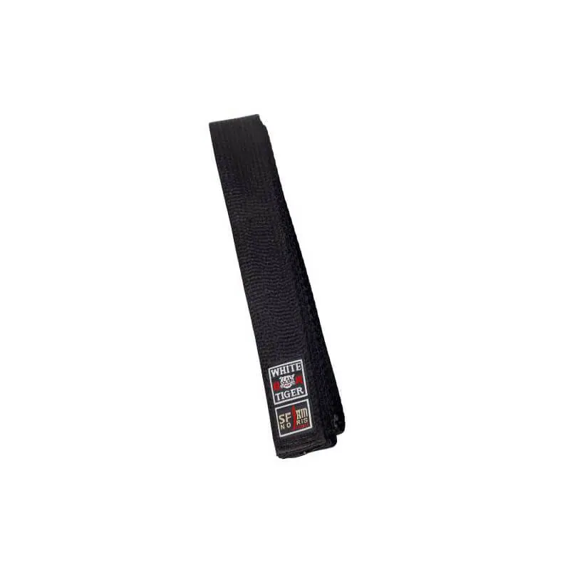 Ceinture Noire Satin Noris White Tiger 320 cm brodée « karate Do » en jaune
