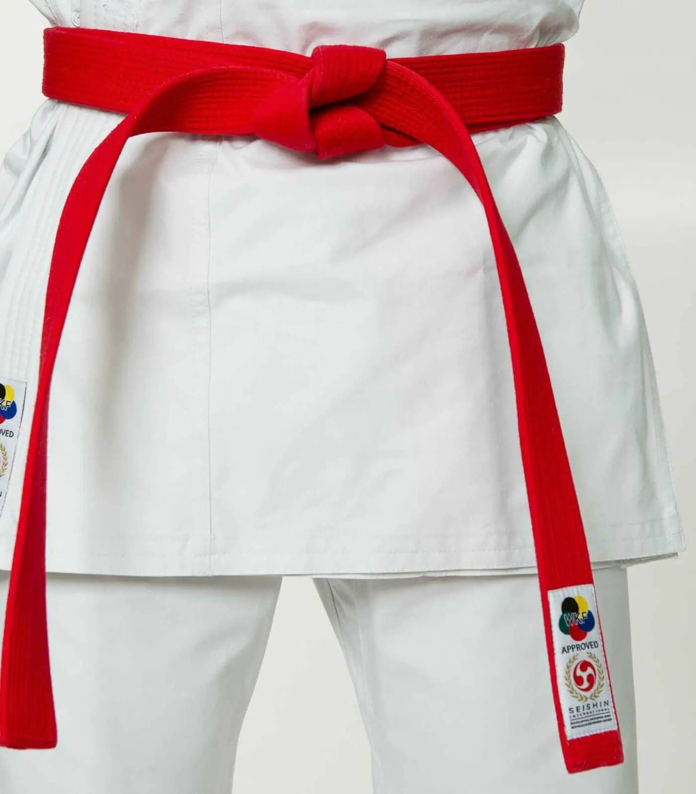 Ceintures de compétition de Karate Seishin International - Pack Rouge et bleu 6 ceintures-de-competition-seishin-international-wkf-coton-rouge