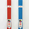 Ceintures de compétition de Karate Seishin International - Pack Rouge et bleu 14 ceintures-de-competition-seishin-international-wkf-rouge-et-bleu-coton-dessus