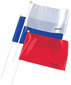 Drapeau arbitrage Kwon avec-manche-en-bois