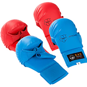 gants de karate tokaido avec pouce bleu ou rouge wkf mitaines