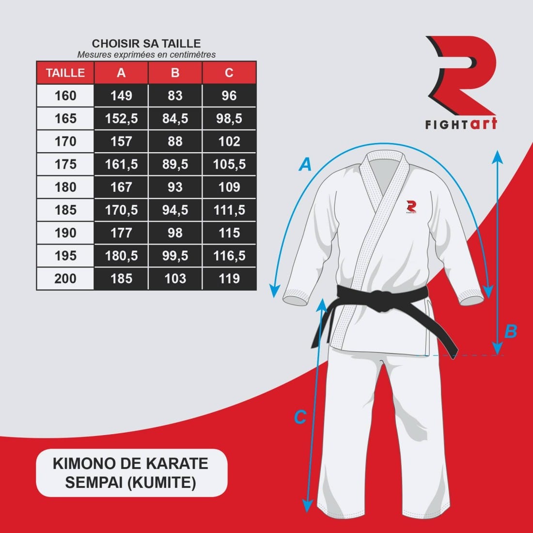 Kimono de Karaté Kumite "Sempai" WKF – Fight Art 5 kimono-karate-competition-kumite-modele-sempai-wkf taille