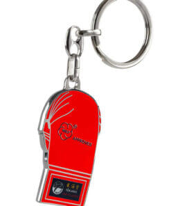 porte-cle-metallique-karate-tokaido-rouge-bleu-sur-karate-gi-face-rouge