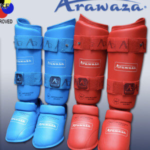 Protège-tibias et pieds Karate ARAWAZA Bleu ou rouge - WKF