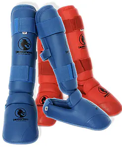 Protèges Tibias et Pieds de Karate BUDO-FIGHT - bleu ou rouge détachables-rouge-ou-bleu